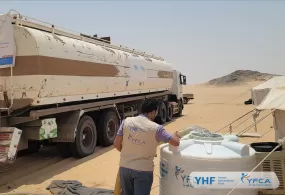 جمعية رعاية الأسرة  تقدم خدمات نقل المياه الطارئة في محافظة الجوف